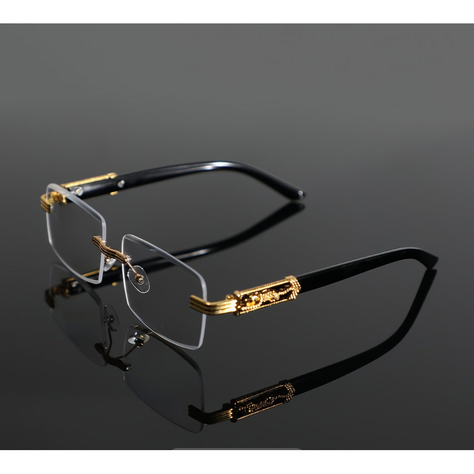 Blue Light Glasses - Blocking Men Metal Rimless Retro Frame, Anti-Eyestrain Flat Lens, Classic - product detail view 9