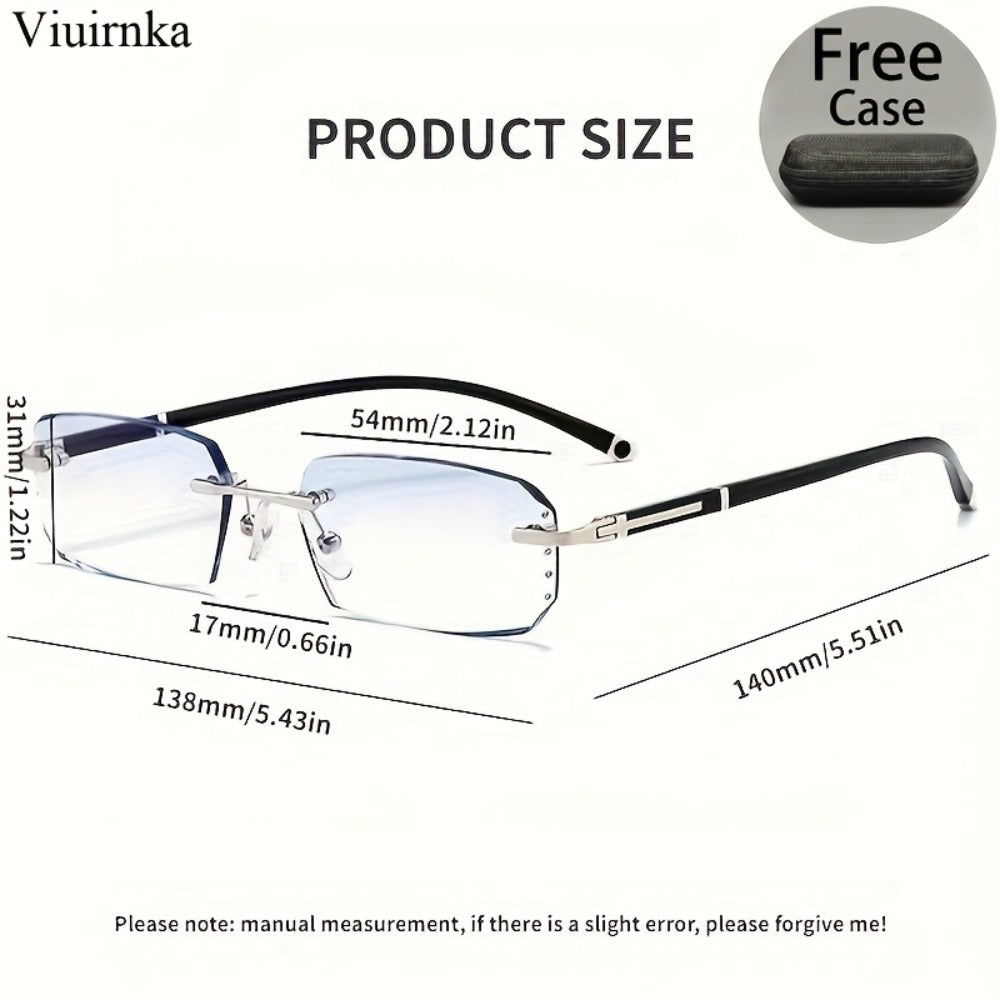 Blue Light Glasses - Blocking Men Rimless TR90 Rhinestone - Anti Retro Elegant Computer Eyewear - product detail view 2