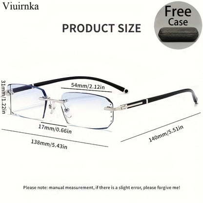 Blue Light Glasses - Blocking Men Rimless TR90 Rhinestone - Anti Retro Elegant Computer Eyewear - product detail view 2