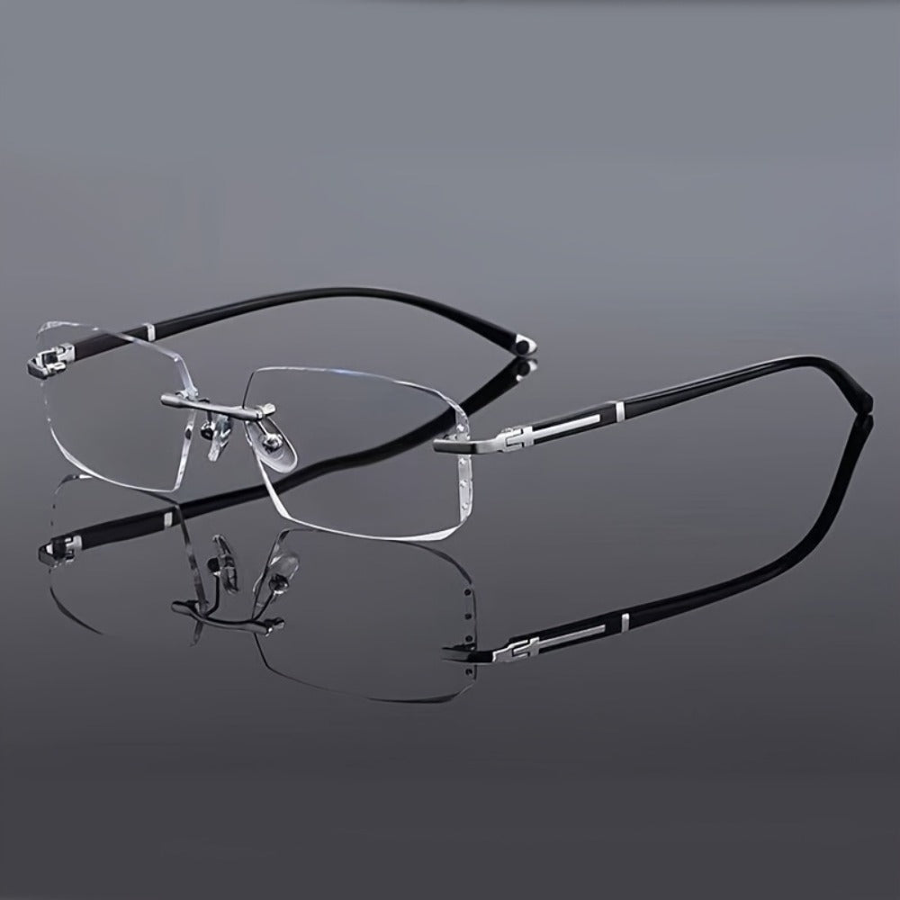 Blue Light Glasses - Blocking Men Rimless TR90 Rhinestone - Anti Retro Elegant Computer Eyewear - product detail view 3