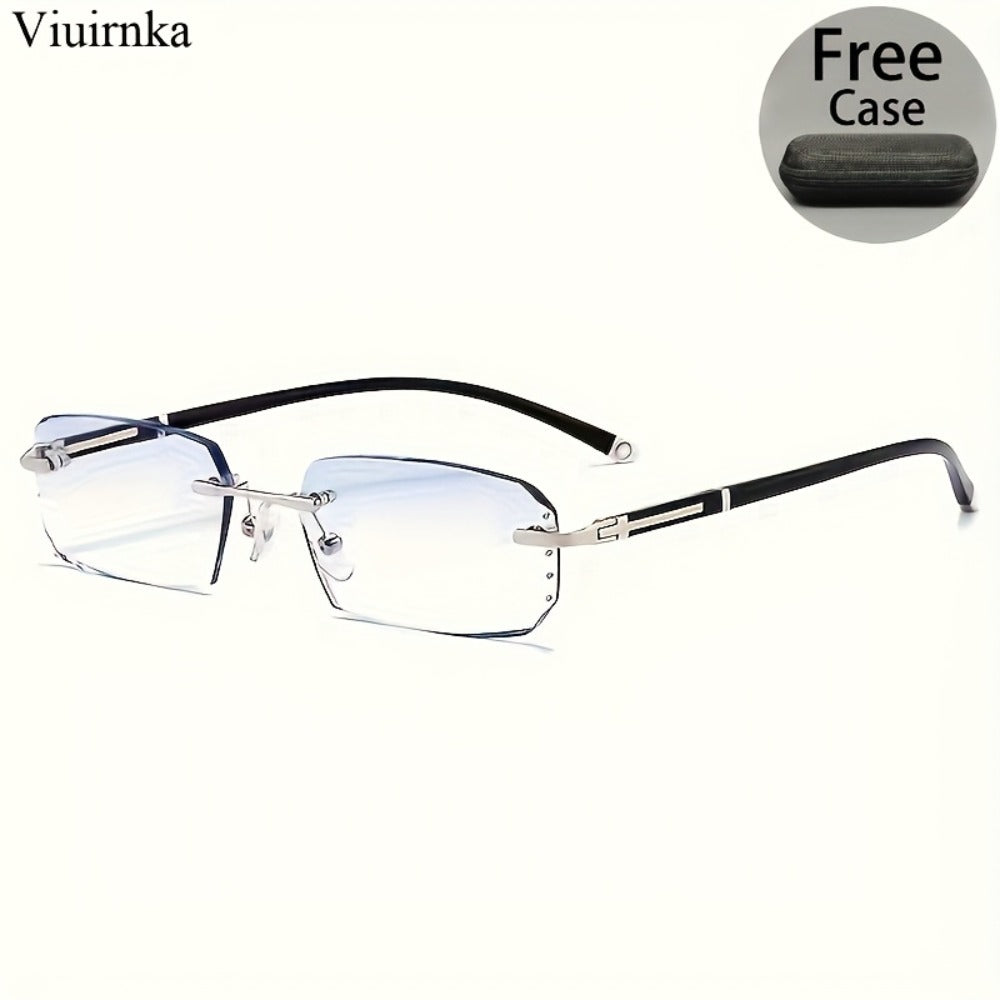Blue Light Glasses - Blocking Men Rimless TR90 Rhinestone - Anti Retro Elegant Computer Eyewear - product detail view 7
