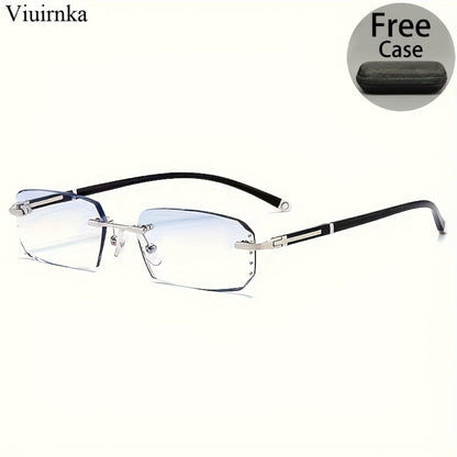 Blue Light Glasses - Blocking Men Rimless TR90 Rhinestone - Anti Retro Elegant Computer Eyewear - product detail view 7