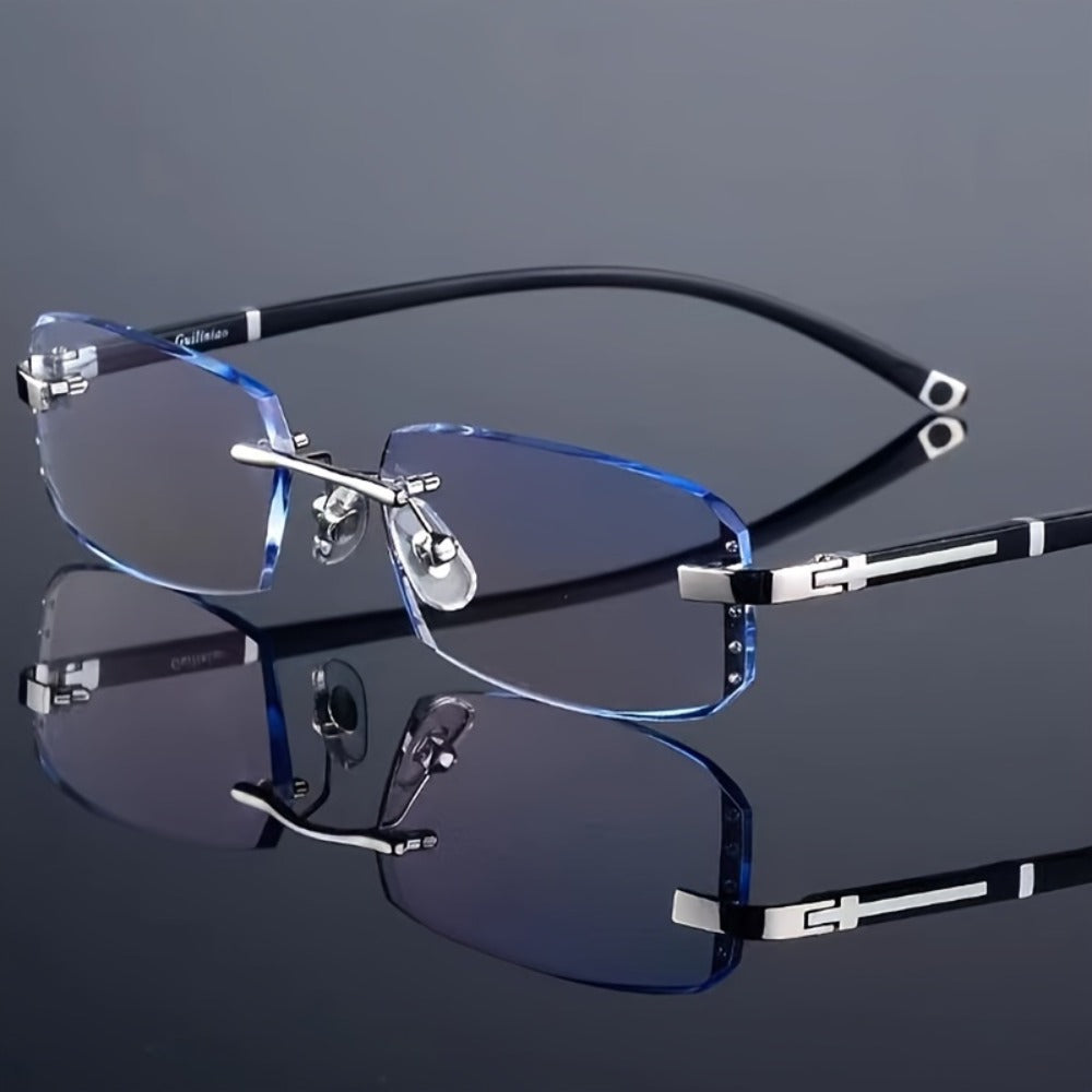 Blue Light Glasses - Blocking Men Rimless TR90 Rhinestone - Anti Retro Elegant Computer Eyewear - product detail view 8