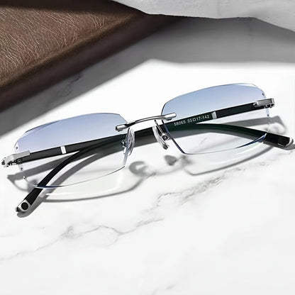 Blue Light Glasses - Blocking Men Rimless TR90 Rhinestone - Anti Retro Elegant Computer Eyewear - product detail view 9