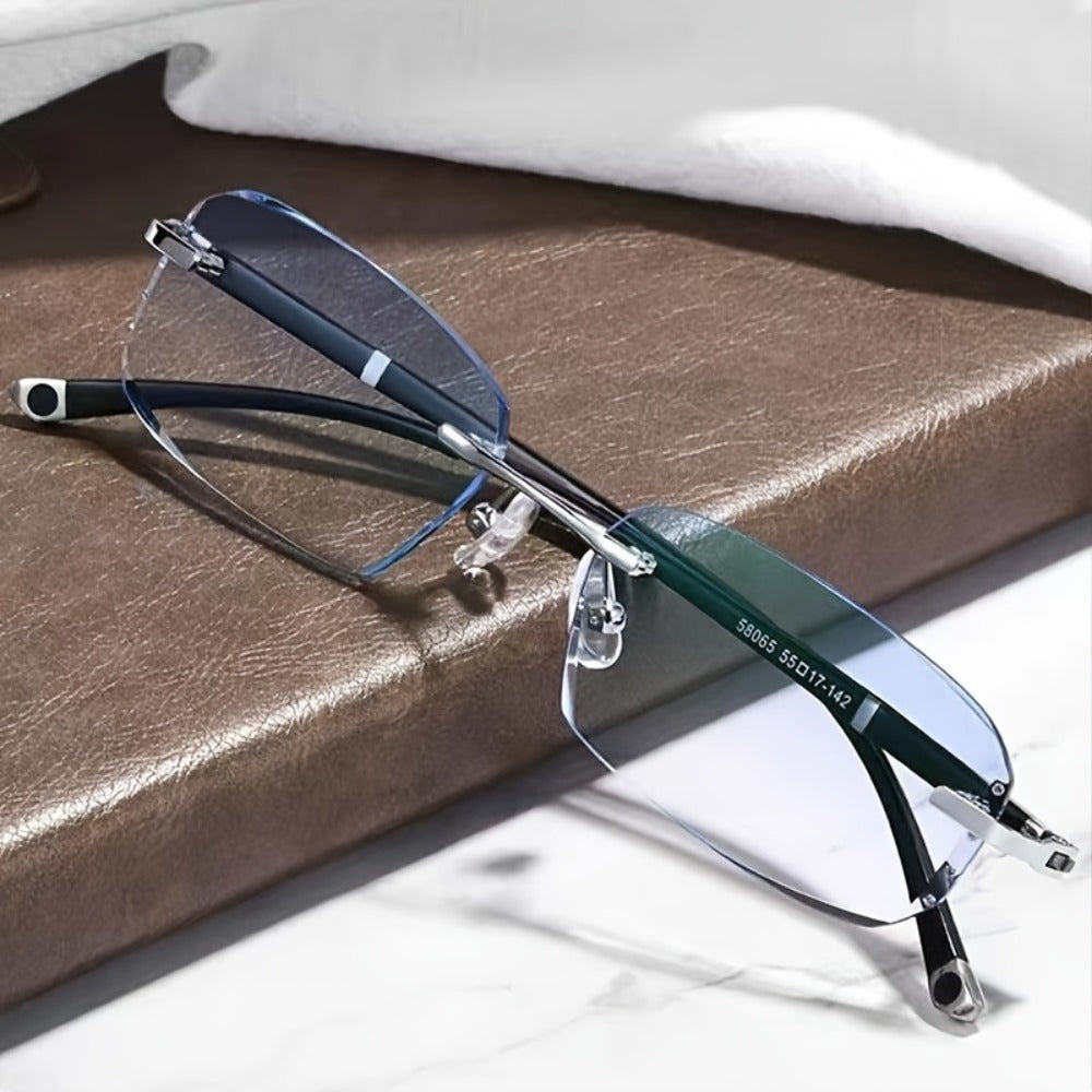 Blue Light Glasses - Blocking Men Rimless TR90 Rhinestone - Anti Retro Elegant Computer Eyewear - product detail view 10