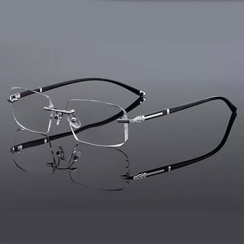 Blue Light Glasses - Blocking Men Rimless TR90 Rhinestone - Anti Retro Elegant Computer Eyewear - product detail view 12
