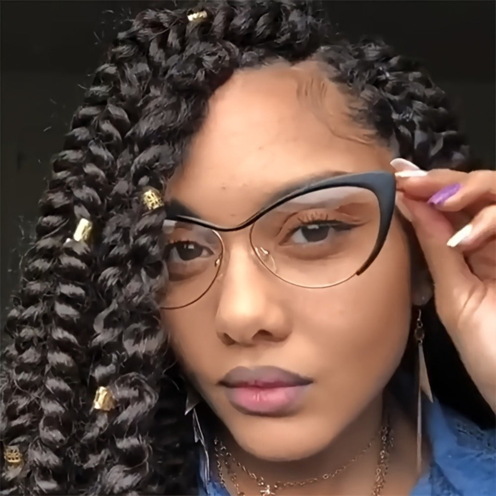Blue Light Glasses - Cat Eye Blocking Women Retro Punk Style Luxurious Metal Frame Anti Ladies - product detail view 5