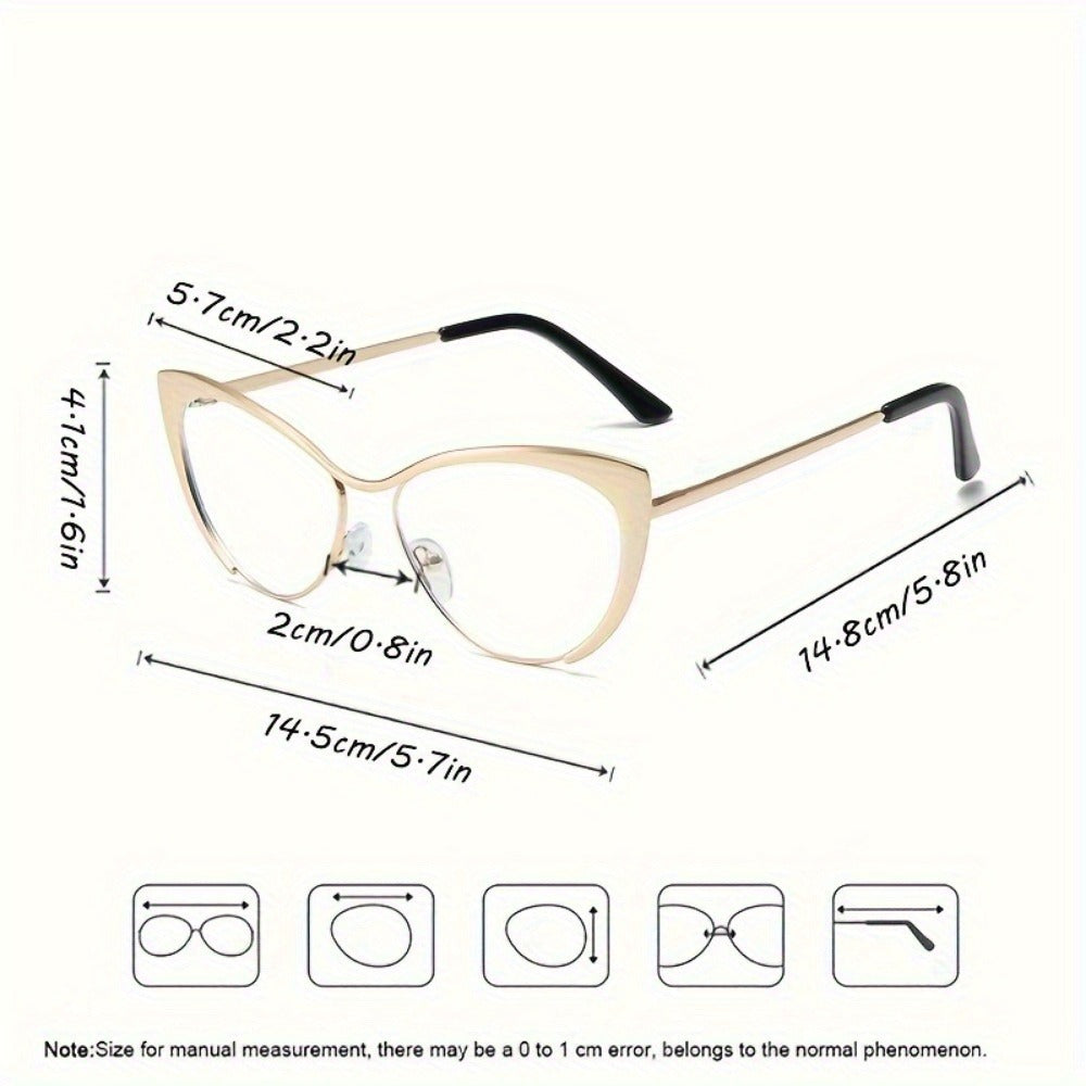 Blue Light Glasses - Cat Eye Blocking Women Retro Punk Style Luxurious Metal Frame Anti Ladies - product detail view 6
