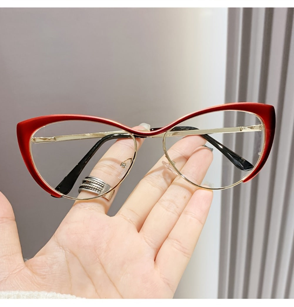 Blue Light Glasses - Cat Eye Blocking Women Retro Punk Style Luxurious Metal Frame Anti Ladies - product detail view 10