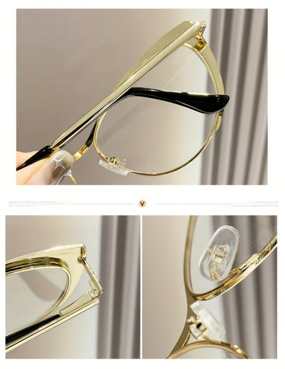 Blue Light Glasses - Cat Eye Blocking Women Retro Punk Style Luxurious Metal Frame Anti Ladies - product detail view 11