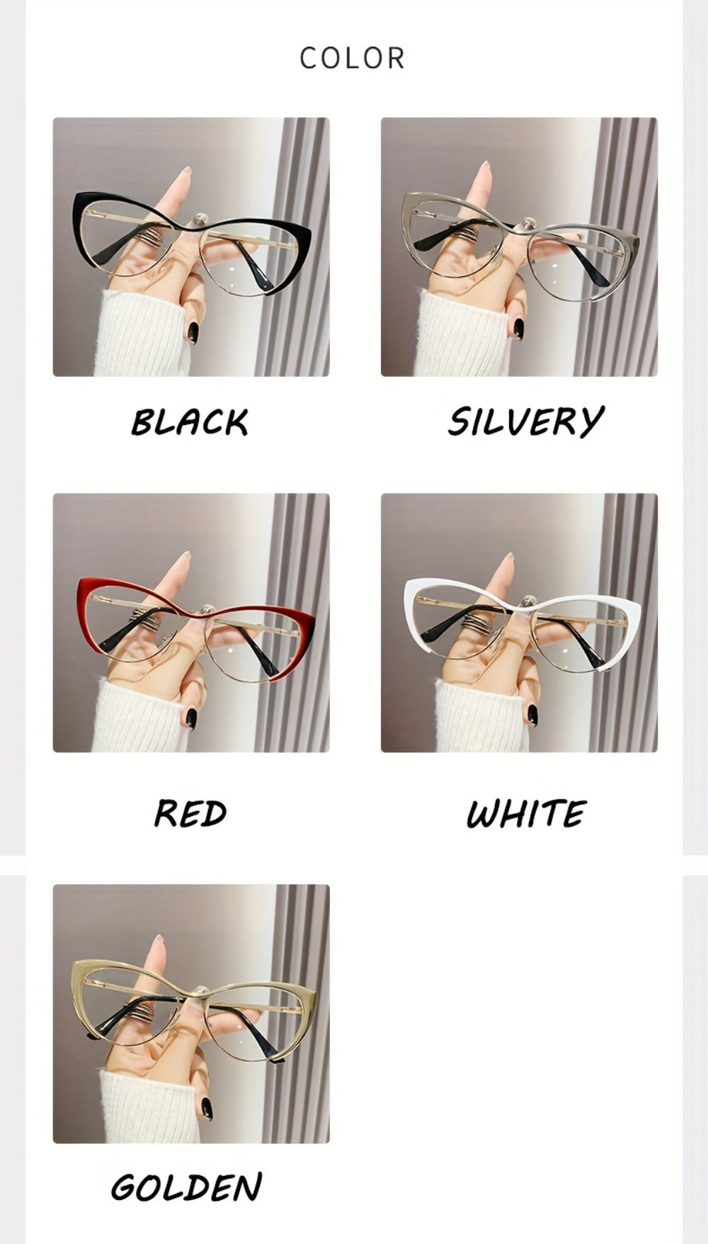 Blue Light Glasses - Cat Eye Blocking Women Retro Punk Style Luxurious Metal Frame Anti Ladies - product detail view 13