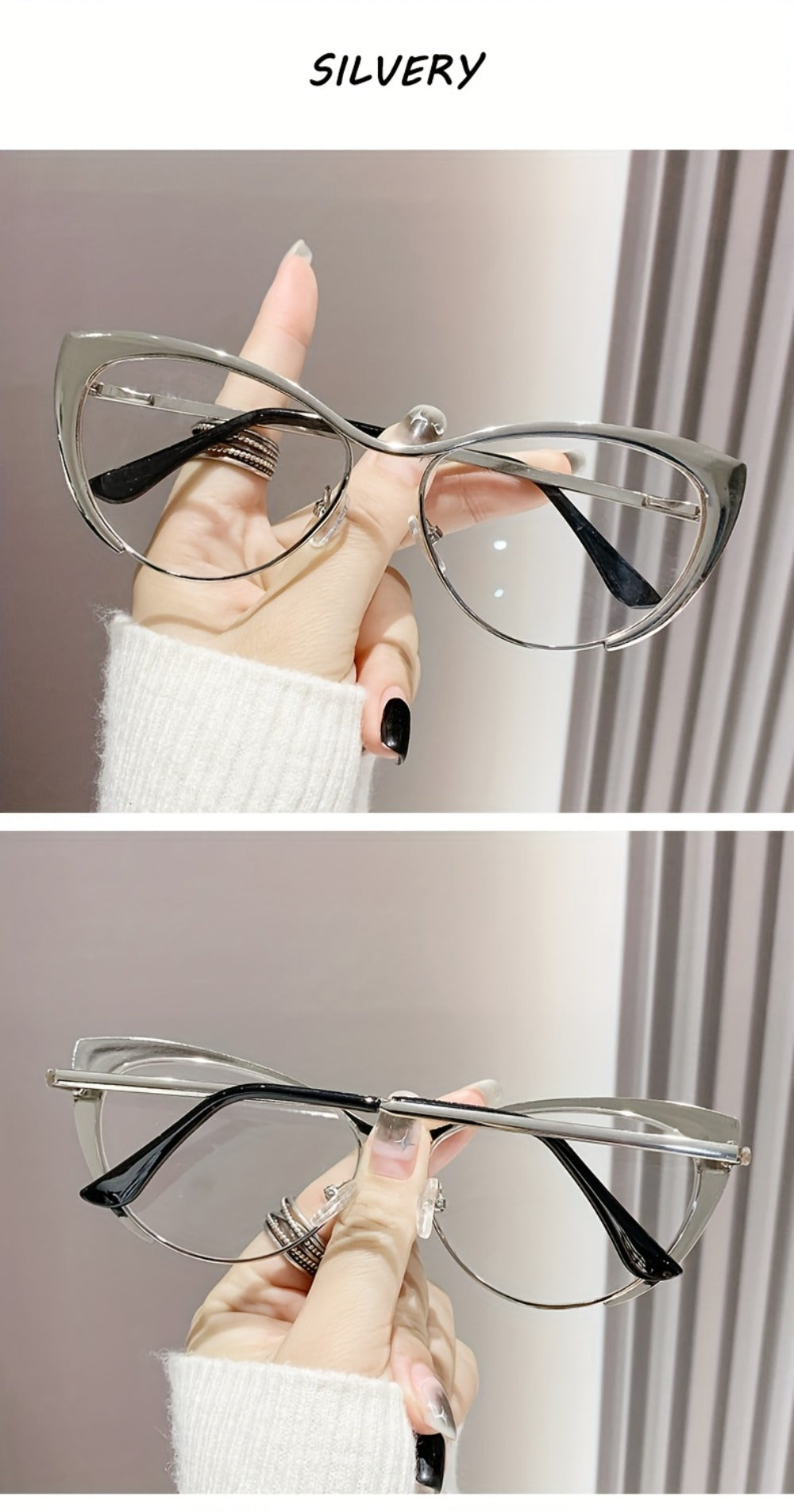 Blue Light Glasses - Cat Eye Blocking Women Retro Punk Style Luxurious Metal Frame Anti Ladies - product detail view 16