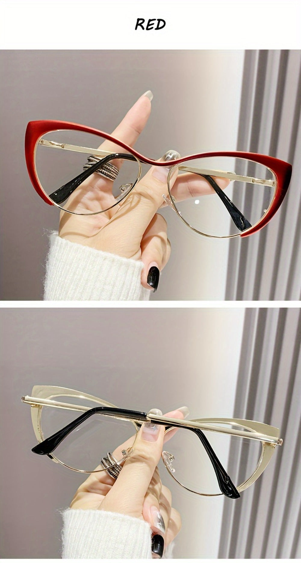 Blue Light Glasses - Cat Eye Blocking Women Retro Punk Style Luxurious Metal Frame Anti Ladies - product detail view 17