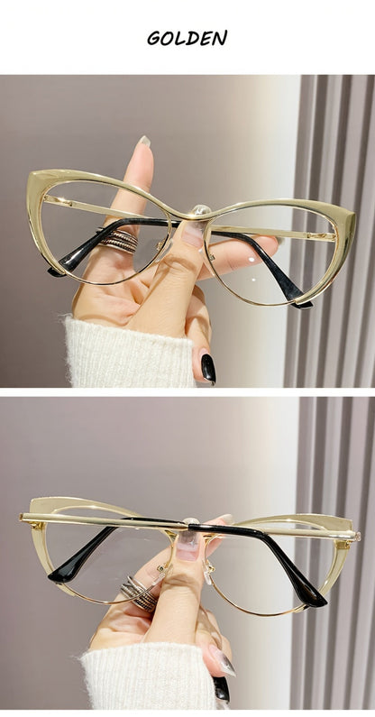Blue Light Glasses - Cat Eye Blocking Women Retro Punk Style Luxurious Metal Frame Anti Ladies - product detail view 19
