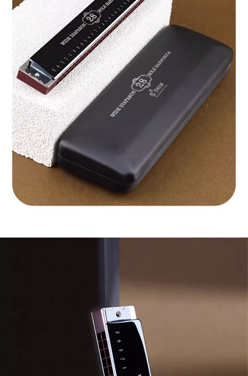 Blues Harmonica, 28-Hole, Professional, Black/ for Blues Practice detail image - detail view 22