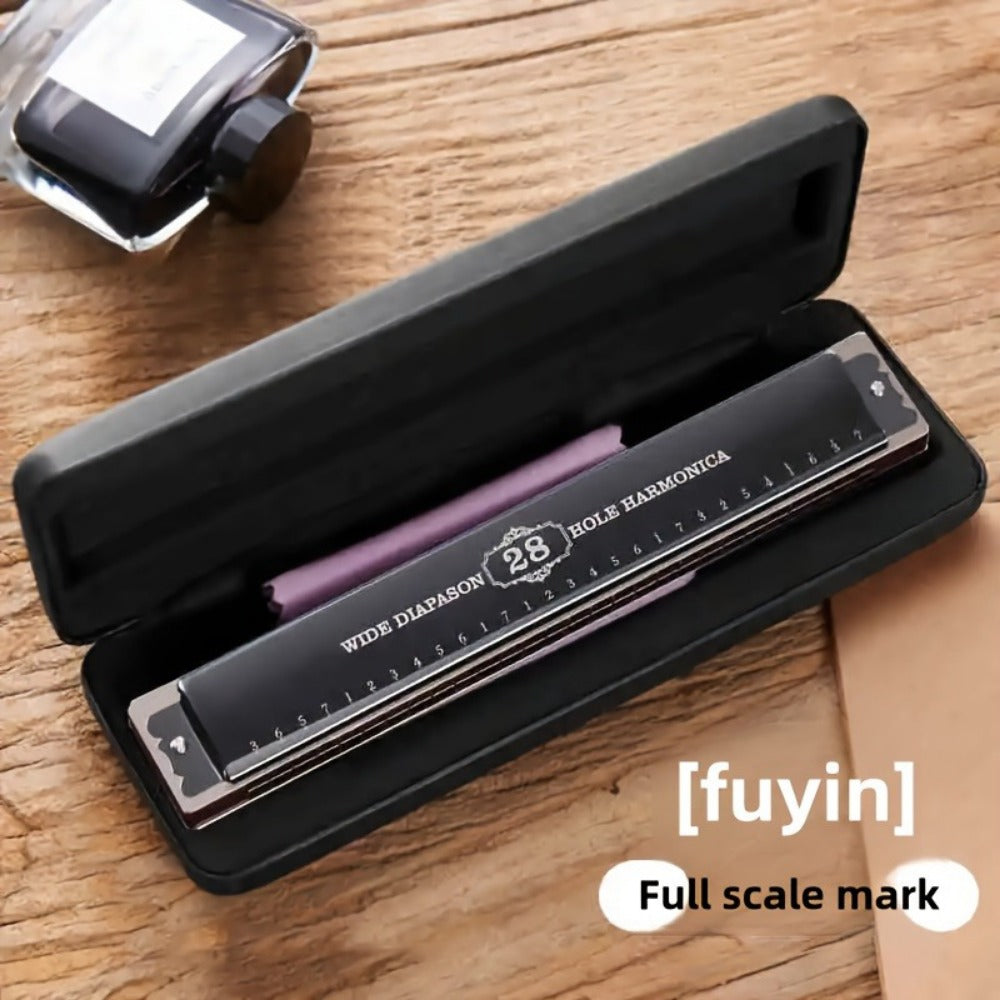 Blues Harmonica, 28-Hole, Professional, Black/ for Blues Practice detail image - detail view 9