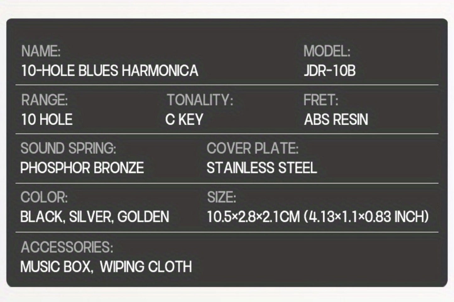 Blues Harmonica, Golden, Professional, Hole, C-Key for Blues Practice detail image - detail view 36