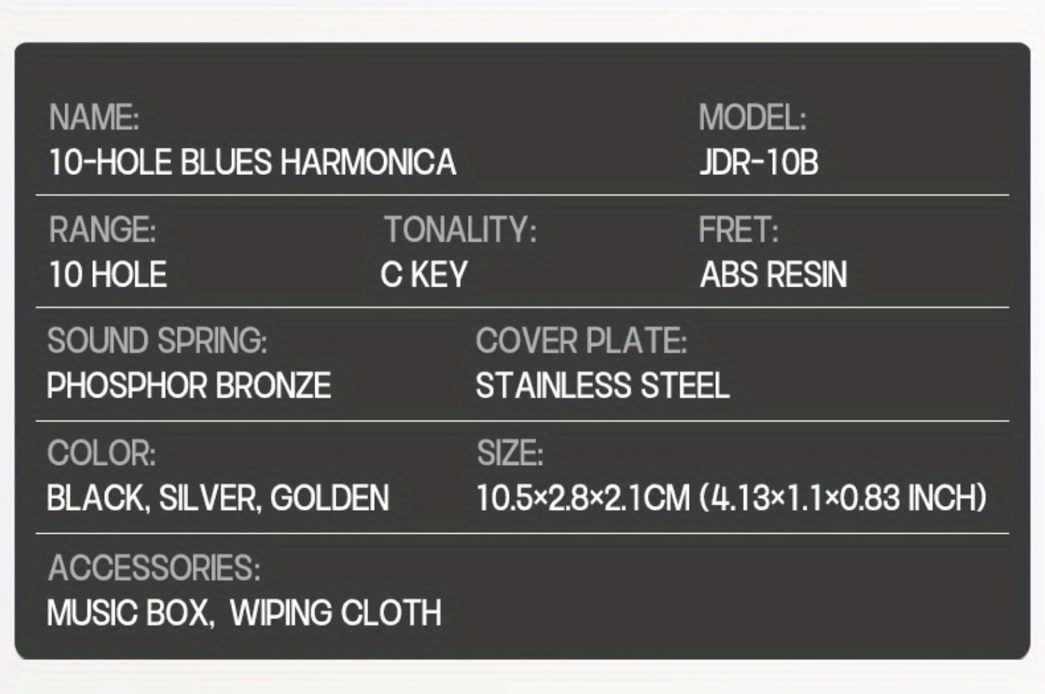Blues Harmonica, Golden, Professional, Hole, C-Key for Blues Practice detail image - detail view 36