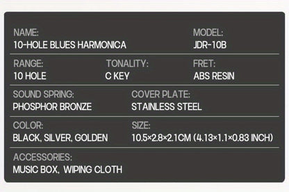 Blues Harmonica, Golden, Professional, Hole, C-Key for Blues Practice detail image - detail view 36