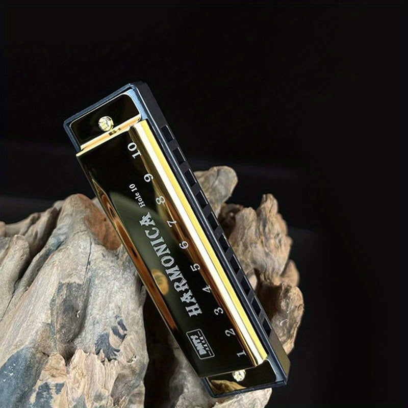 Blues Harmonica shown in the Golden option