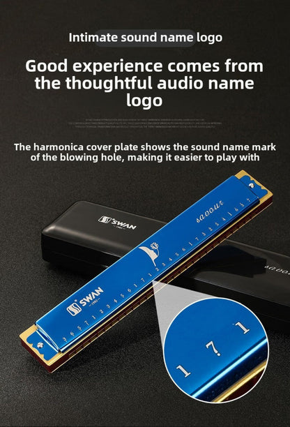 Blues Harmonica, SWAN, 28-Hole, Chromatic for Blues Practice detail image - detail view 13