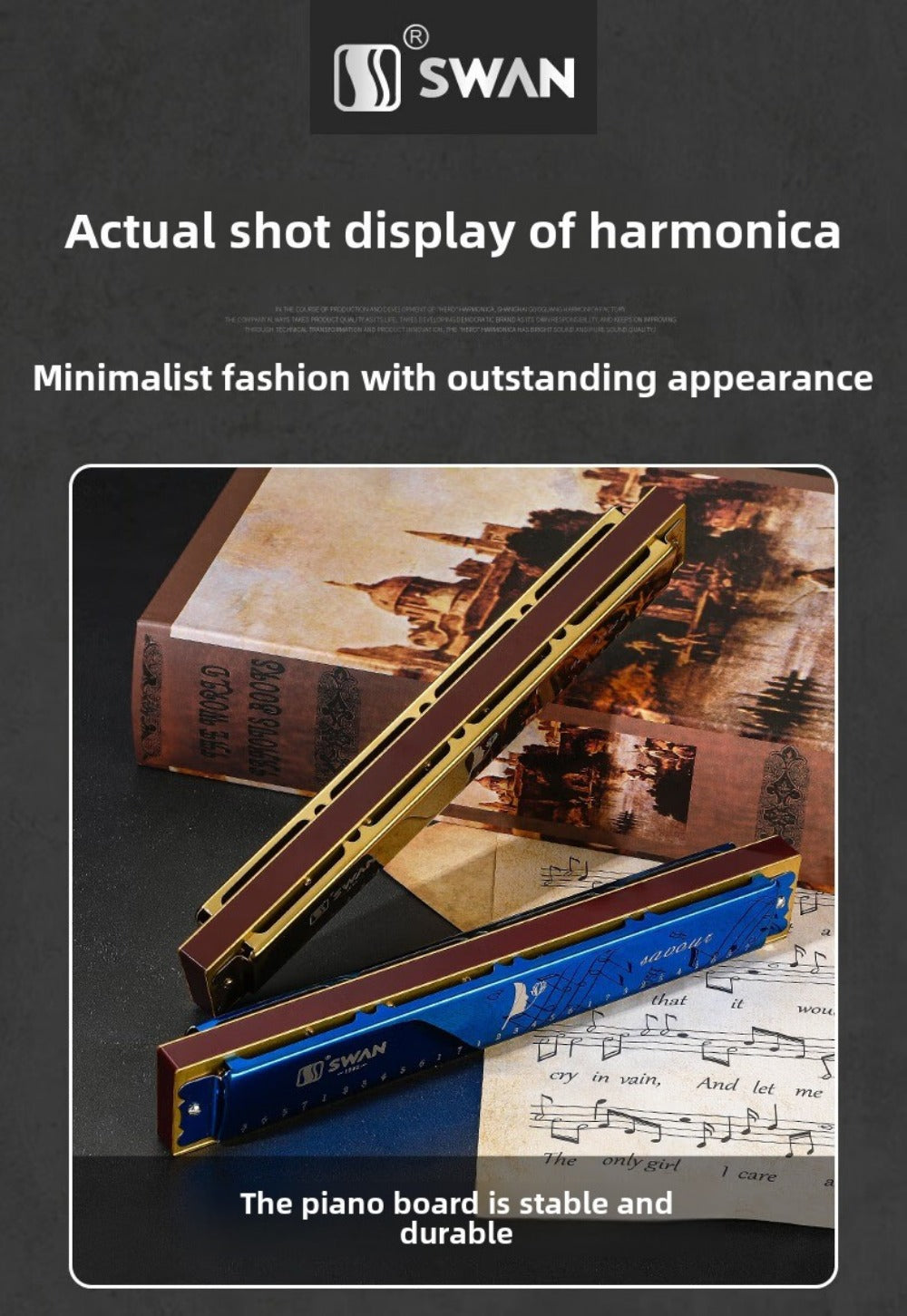 Blues Harmonica, SWAN, 28-Hole, Chromatic for Blues Practice detail image - detail view 17
