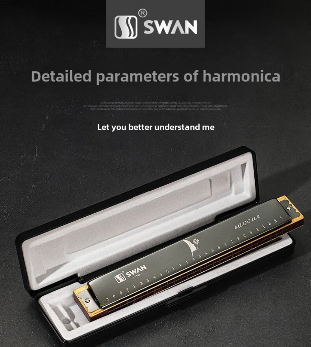 Blues Harmonica, SWAN, 28-Hole, Chromatic for Blues Practice detail image - detail view 9