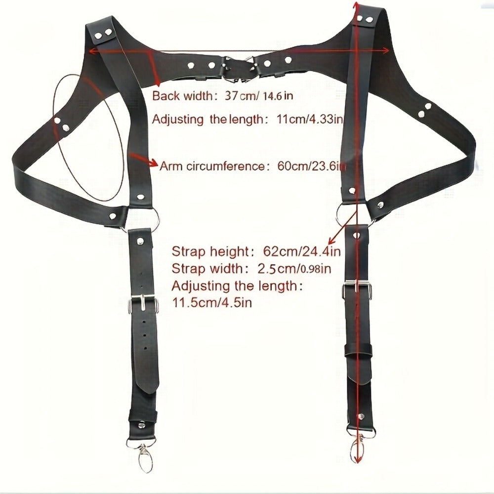 Body Harness - Leather Men Chest Strap Punk Adjustable Shoulder Armor Belt Rave Club - product detail view 2