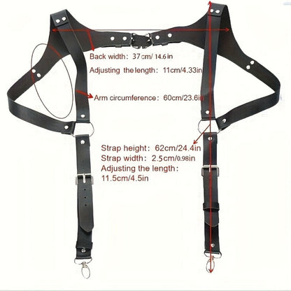 Body Harness - Leather Men Chest Strap Punk Adjustable Shoulder Armor Belt Rave Club - product detail view 2
