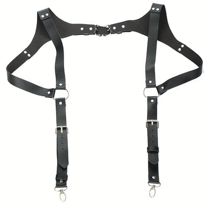 Body Harness - Leather Men Chest Strap Punk Adjustable Shoulder Armor Belt Rave Club - product detail view 11