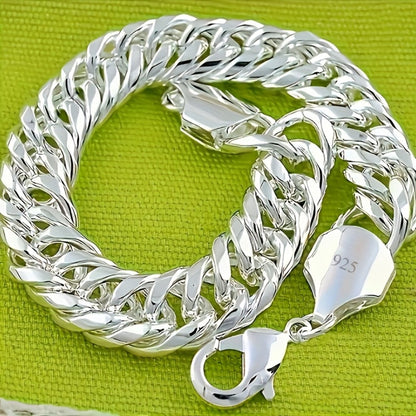 Bracelet for Men - 925 Sterling Silver Cuban Link 10mm for & Women Vintage Bohemian Style - main product view
