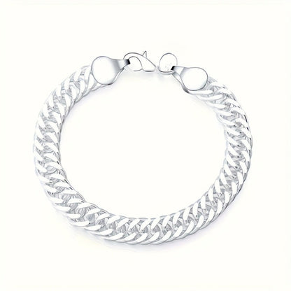 Bracelet for Men - 925 Sterling Silver Cuban Link 10mm for & Women Vintage Bohemian Style - product detail view 2