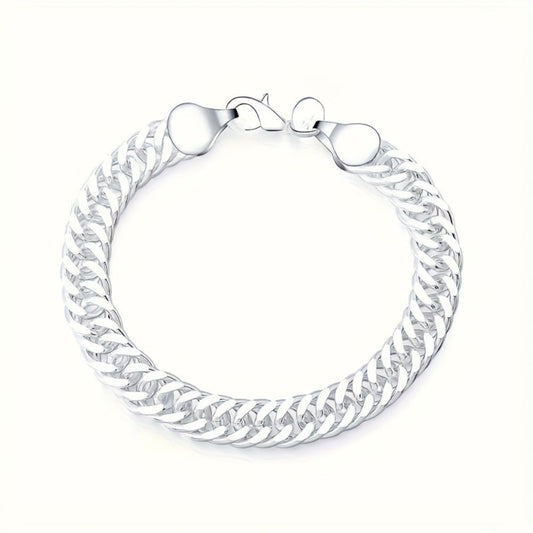Bracelet for Men - 925 Sterling Silver Cuban Link 10mm for & Women Vintage Bohemian Style - product detail view 2