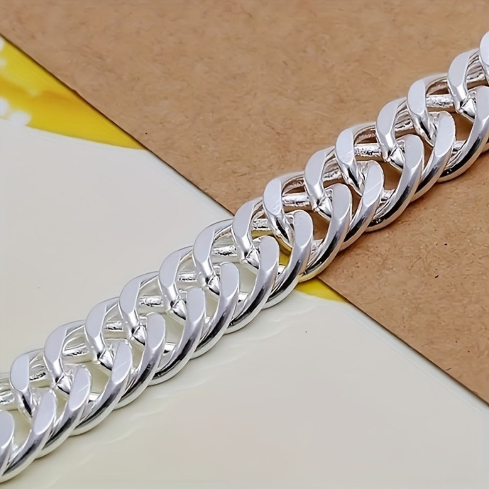 Bracelet for Men - 925 Sterling Silver Cuban Link 10mm for & Women Vintage Bohemian Style - product detail view 5