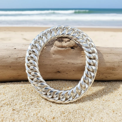 Bracelet for Men - 925 Sterling Silver Cuban Link 10mm for & Women Vintage Bohemian Style - product detail view 6