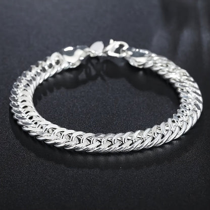 Bracelet for Men - 925 Sterling Silver Cuban Link 10mm for & Women Vintage Bohemian Style - product detail view 7