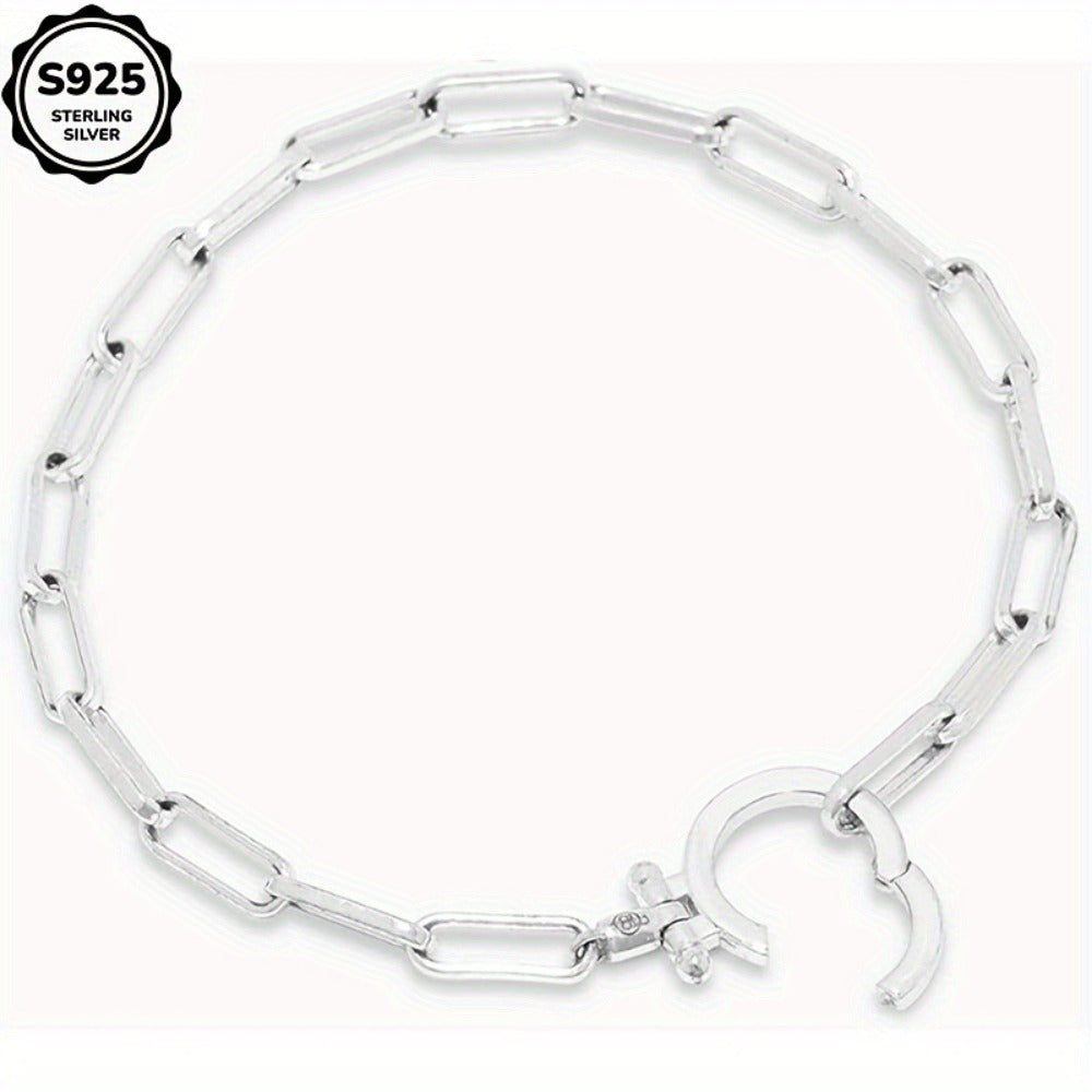 Bracelet for Women - 925 Sterling Silver Paper Clip Chain for Parker Link Iconic Buckle Elegant - main product view