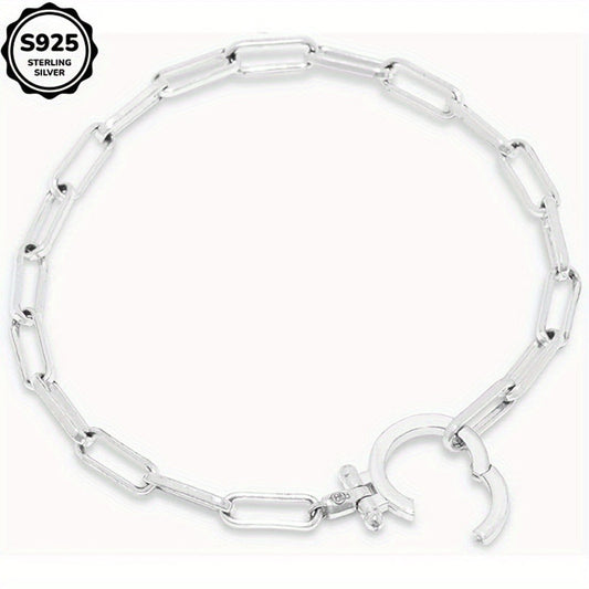 Bracelet for Women - 925 Sterling Silver Paper Clip Chain for Parker Link Iconic Buckle Elegant - main product view