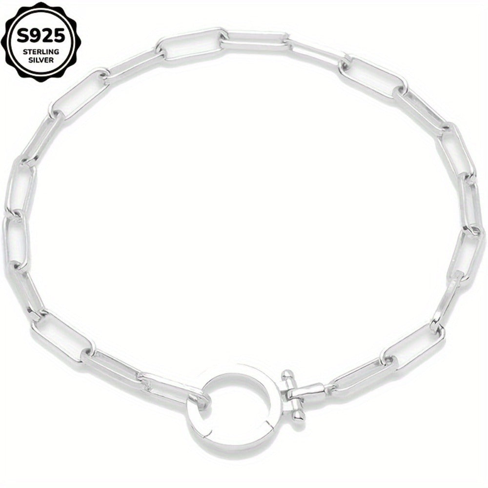 Bracelet for Women - 925 Sterling Silver Paper Clip Chain for Parker Link Iconic Buckle Elegant - product detail view 2