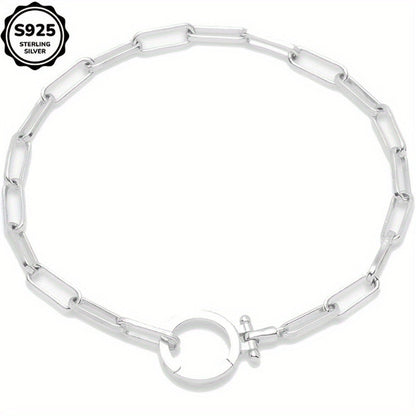 Bracelet for Women - 925 Sterling Silver Paper Clip Chain for Parker Link Iconic Buckle Elegant - product detail view 2