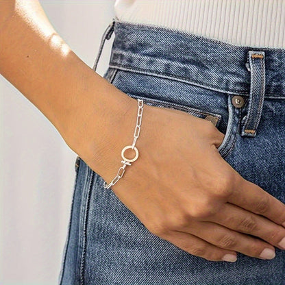 Bracelet for Women - 925 Sterling Silver Paper Clip Chain for Parker Link Iconic Buckle Elegant - product detail view 4