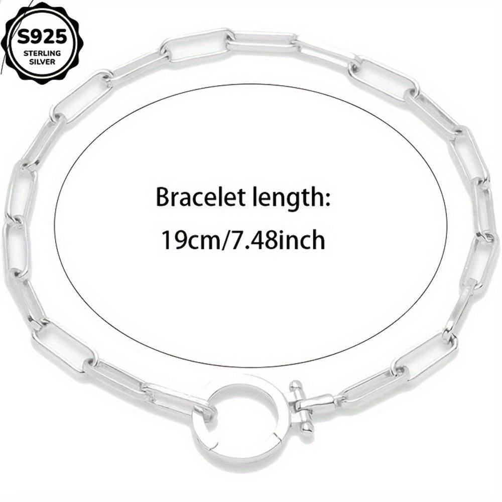 Bracelet for Women - 925 Sterling Silver Paper Clip Chain for Parker Link Iconic Buckle Elegant - product detail view 5
