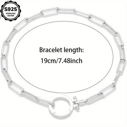 Bracelet for Women - 925 Sterling Silver Paper Clip Chain for Parker Link Iconic Buckle Elegant - product detail view 5