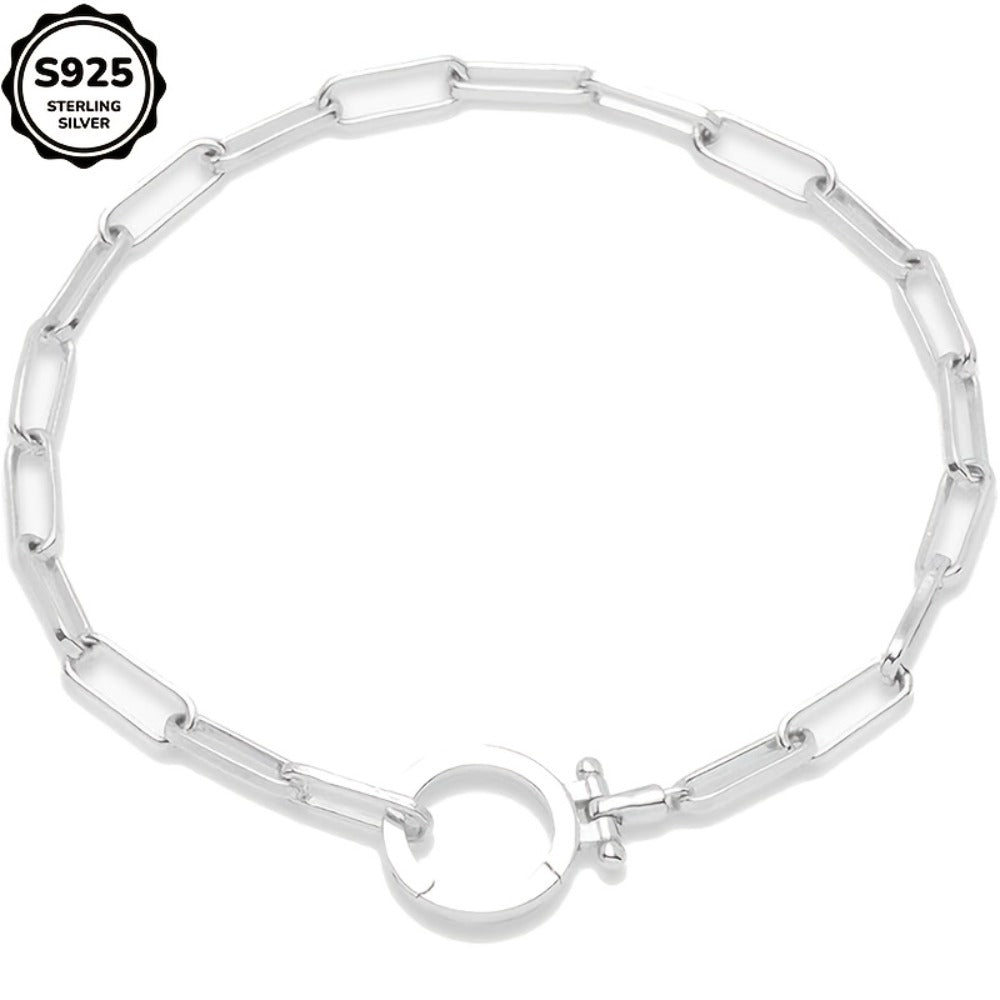Bracelet for Women - 925 Sterling Silver Paper Clip Chain for Parker Link Iconic Buckle Elegant - product detail view 9