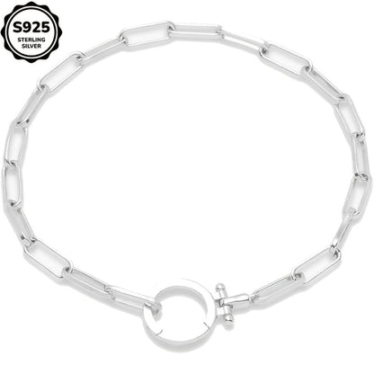 Bracelet for Women - 925 Sterling Silver Paper Clip Chain for Parker Link Iconic Buckle Elegant - product detail view 9