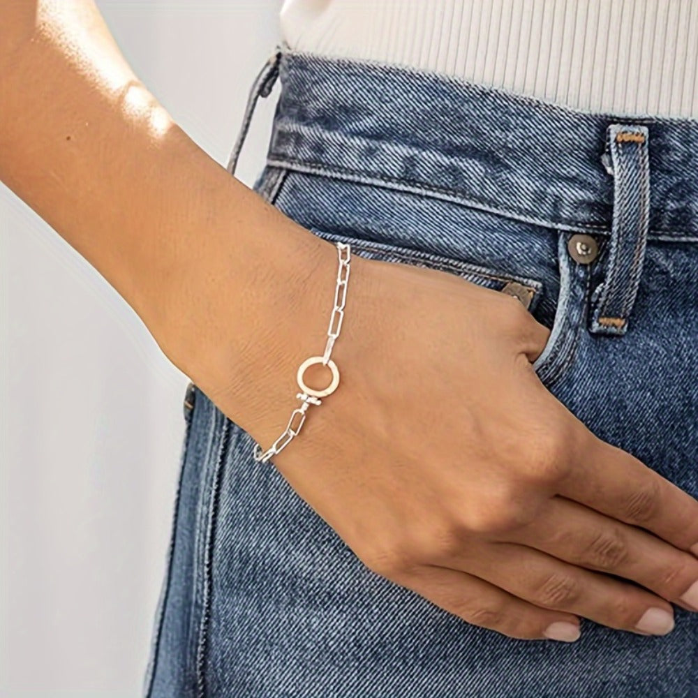Bracelet for Women - 925 Sterling Silver Paper Clip Chain for Parker Link Iconic Buckle Elegant - product detail view 10