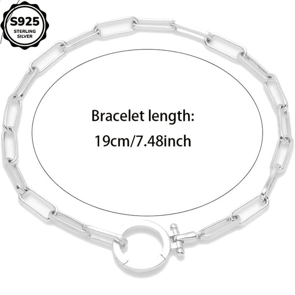 Bracelet for Women - 925 Sterling Silver Paper Clip Chain for Parker Link Iconic Buckle Elegant - product detail view 11