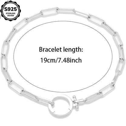 Bracelet for Women - 925 Sterling Silver Paper Clip Chain for Parker Link Iconic Buckle Elegant - product detail view 11