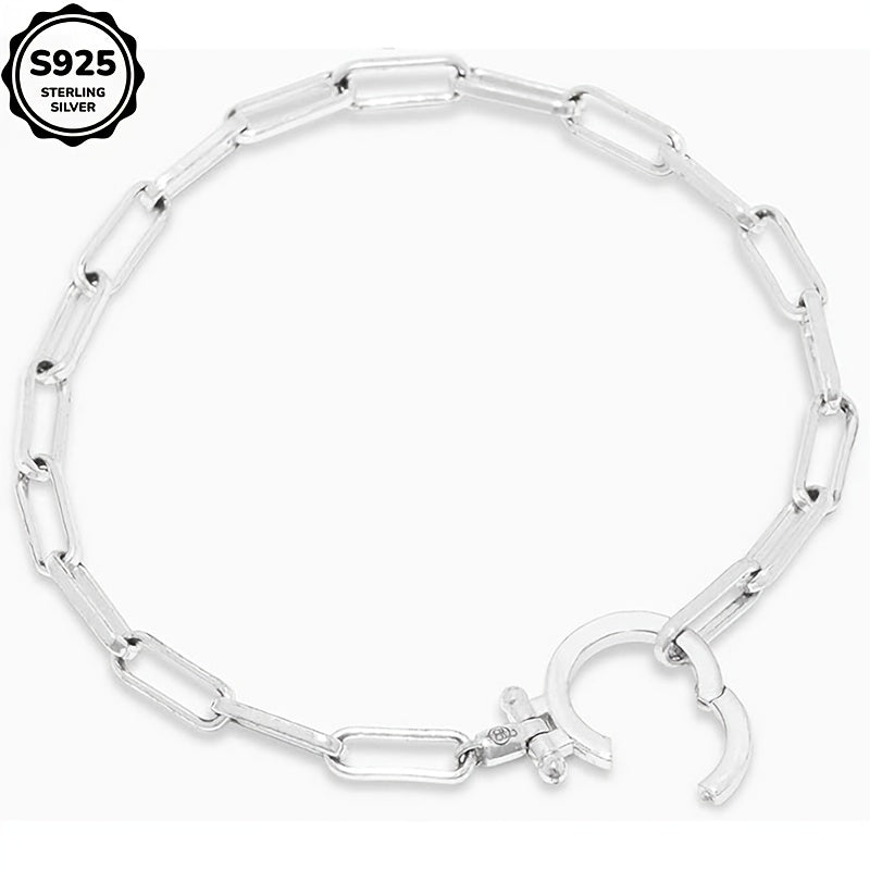 Bracelet for Women - 925 Sterling Silver Paper Clip Chain for Parker Link Iconic Buckle Elegant - product detail view 13
