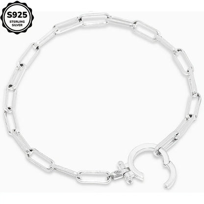 Bracelet for Women - 925 Sterling Silver Paper Clip Chain for Parker Link Iconic Buckle Elegant - product detail view 13